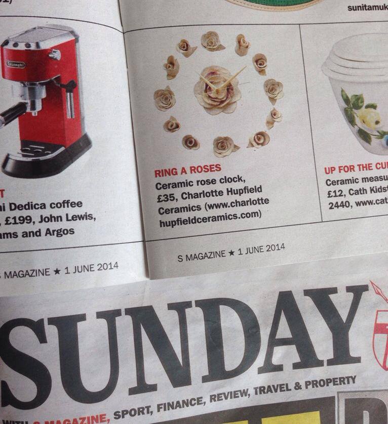 Ceramic Rose Clock featured in Sunday Express S Magazine