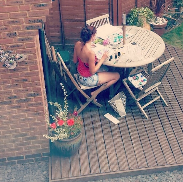 drawing in the garden