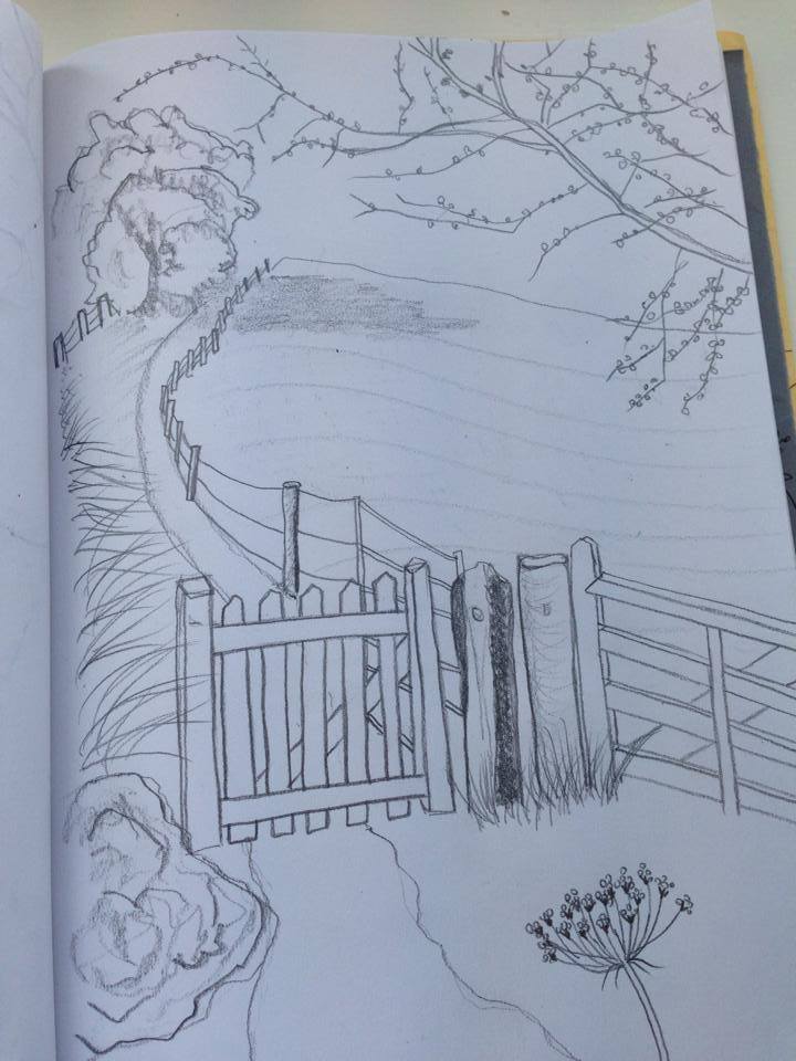 walk along the tow path sketch