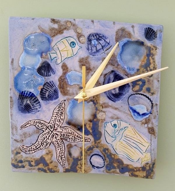 handmade ceramic sea inspired clock