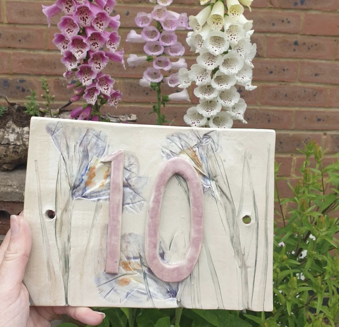 handmade ceramic house number plaque sign
