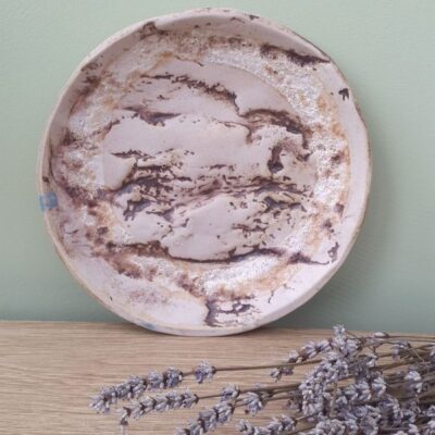 oak tree bark round ceramic plate bark impressed plate