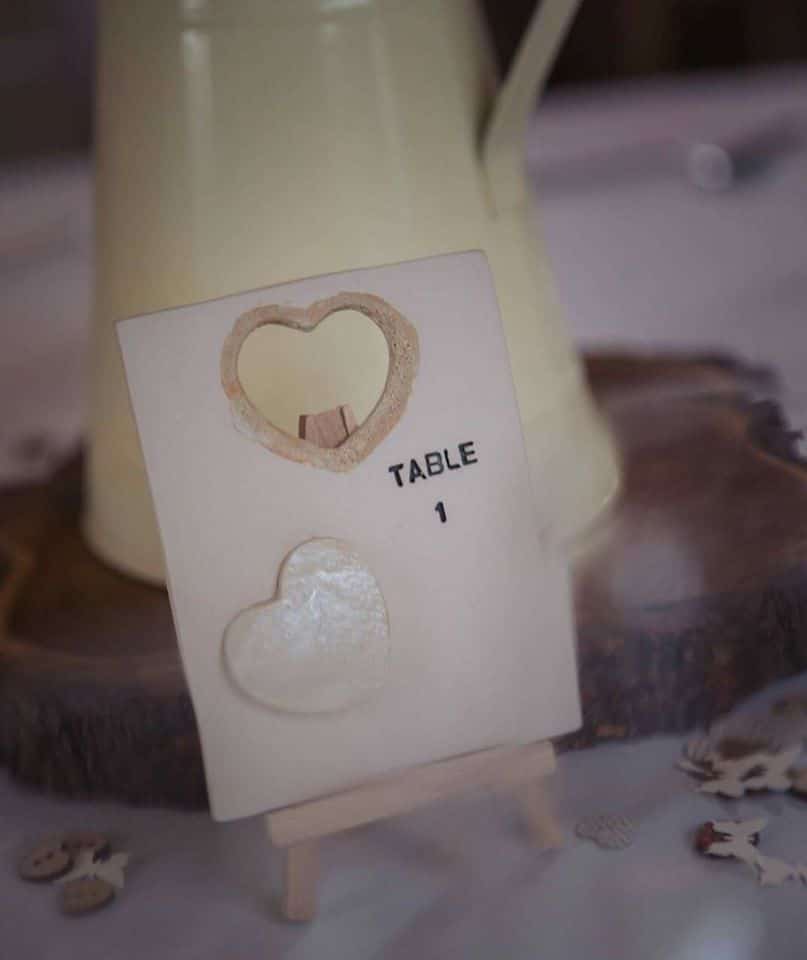 ceramic table number heart