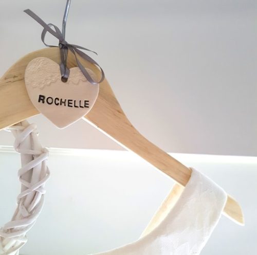 personalised ceramic clothes hanger heart