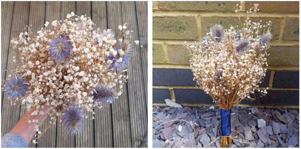 bouquet thistles gypsophila
