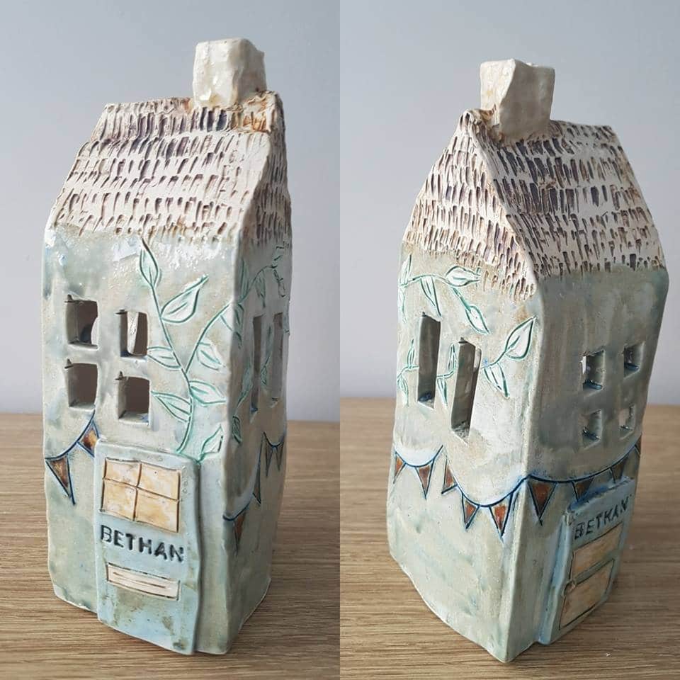 personalised ceramic tea light house