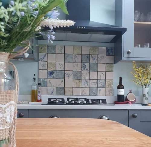 botanical ceramic tiles country kitchen