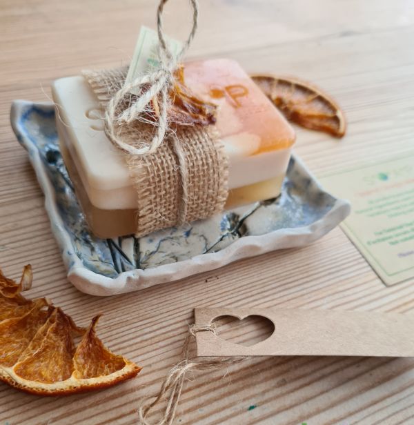 handmade ceramic soap dish gift set