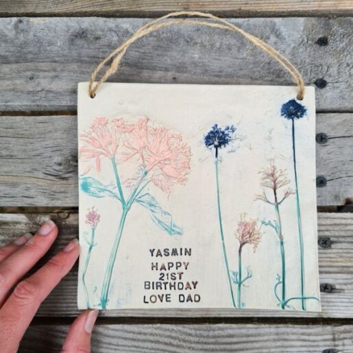 21st birthday flower plaque gift