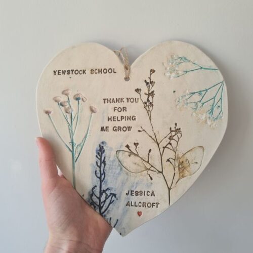 thank you for helping me grow personalised ceramic heart