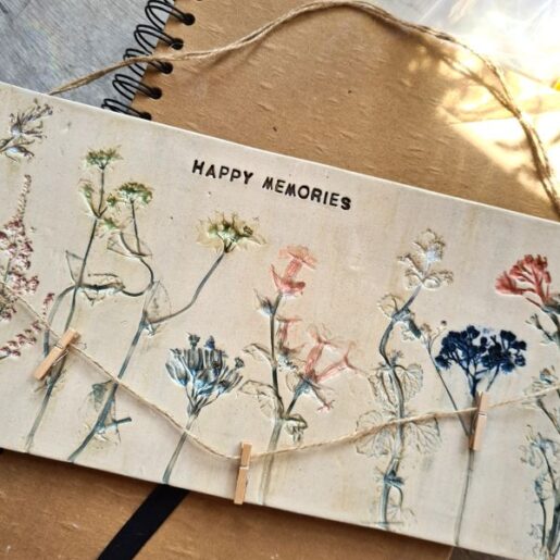 happy memories wildflowers ceramic plaque