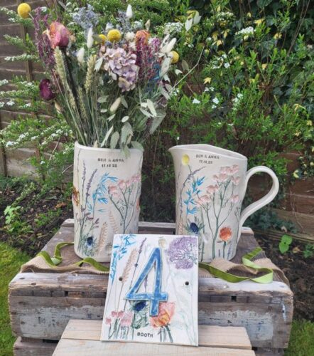 ceramic jug vase and number plaque
