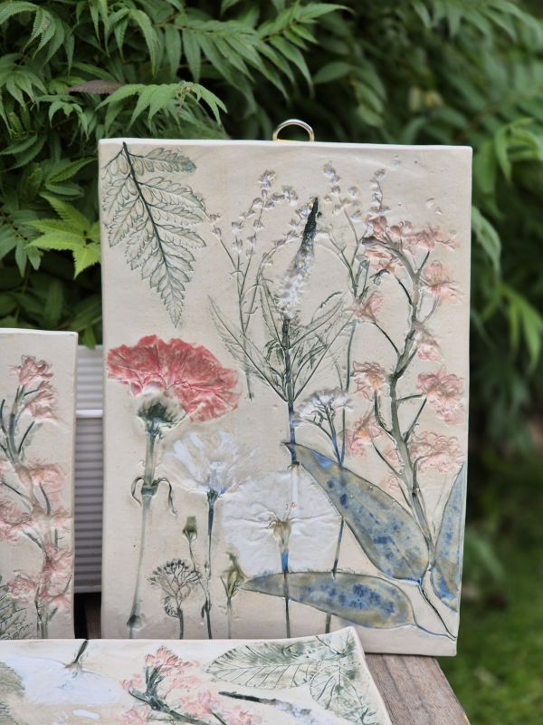 botanical ceramic plaque